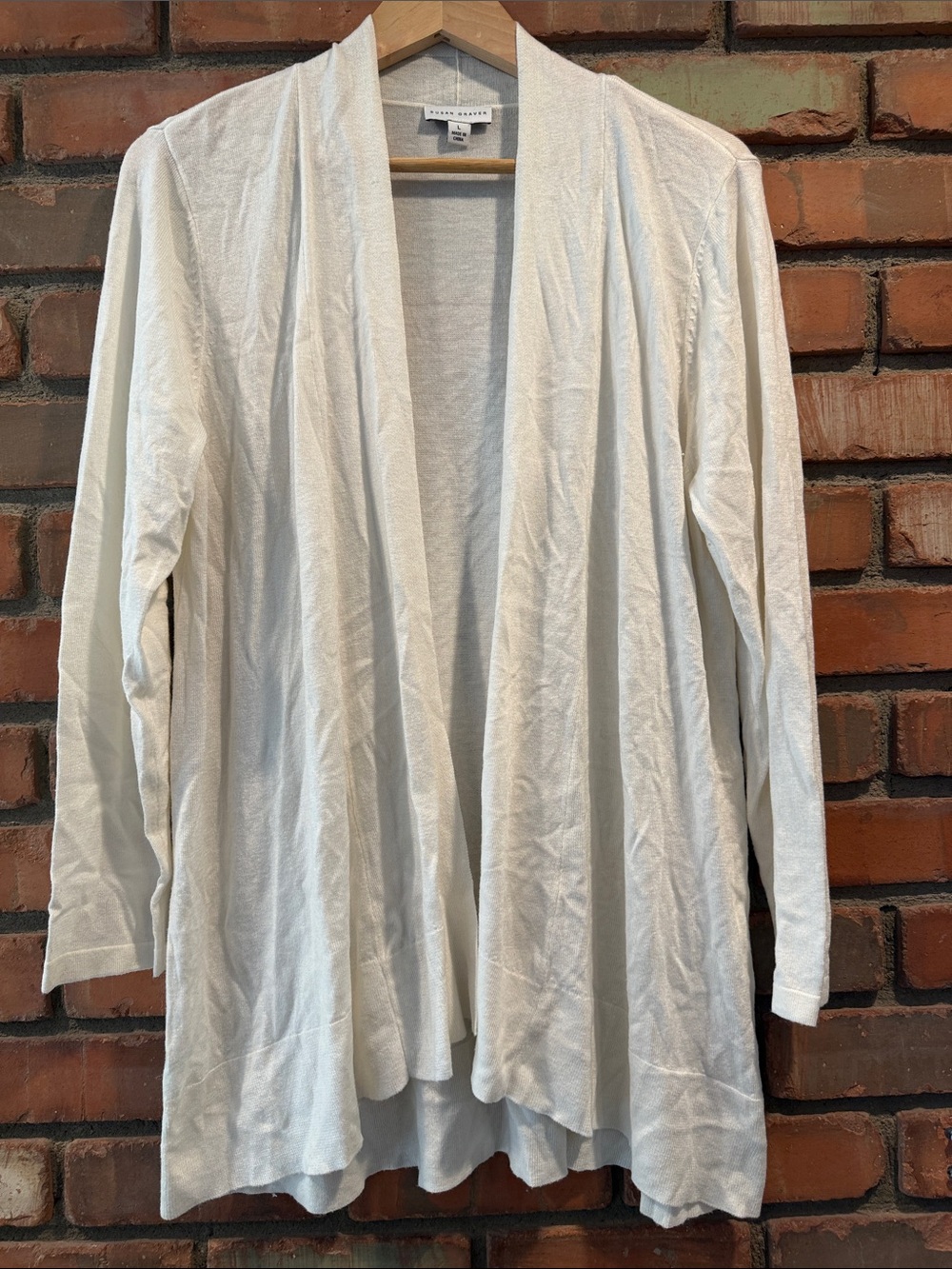 Susan Graver Open-Front Lightweight Cardigan in Ivory